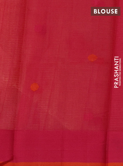 Handloom kota saree pale orange and pink with floral thread woven buttas and simple border