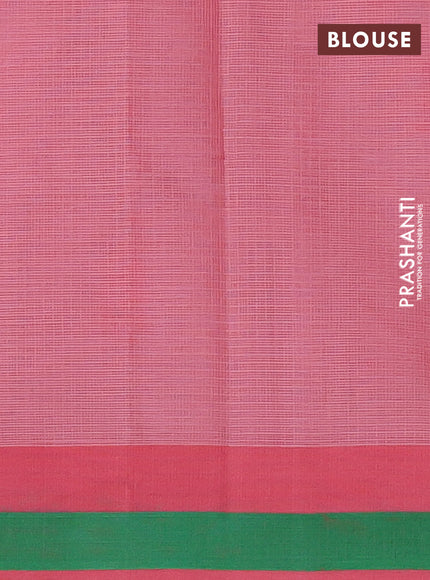 Handloom kota saree peach shade and green with floral thread woven buttas and simple border
