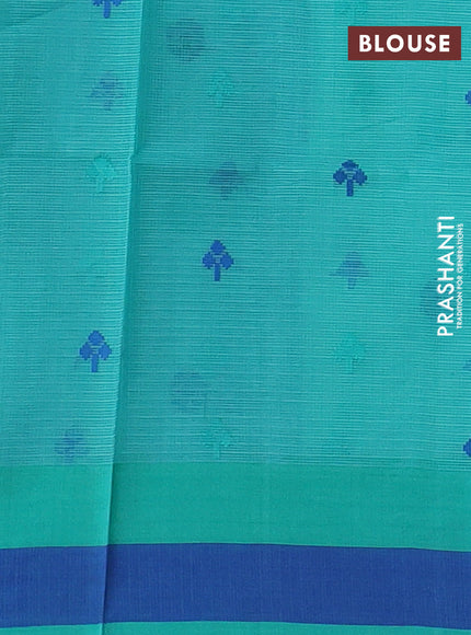 Handloom kota saree teal blue and teal green blue with thread woven buttas and simple border