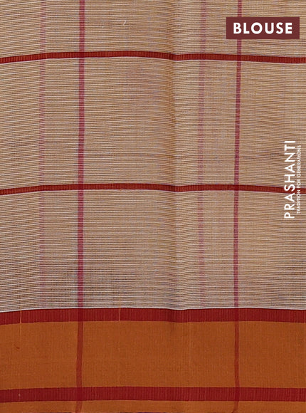 Handloom kota saree sandal maroon and rust shade with allover checks & thread buttas and rettapet border