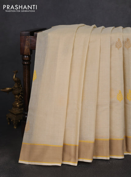 Handloom kota saree cream and beige with thread woven buttas and rettapet border
