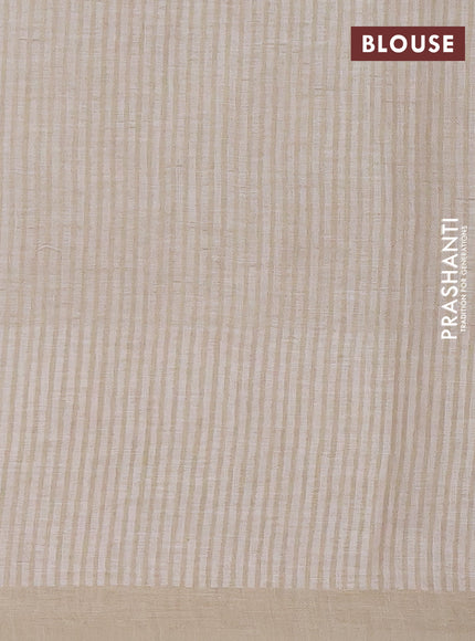 Linen cotton saree cream and maroon with embroidery buttas and embroidery simple border