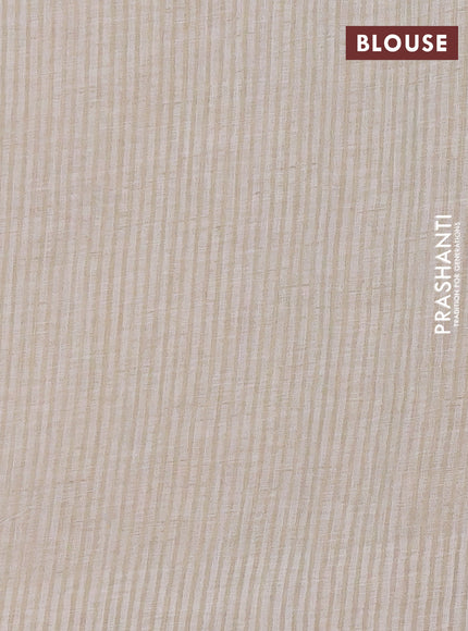 Linen cotton saree cream and grey with embroidery buttas and embroidery simple border