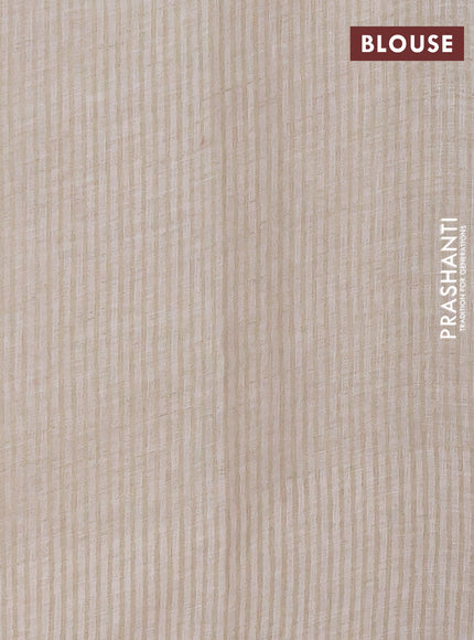 Linen cotton saree cream and peach shade with embroidery buttas and embroidery simple border