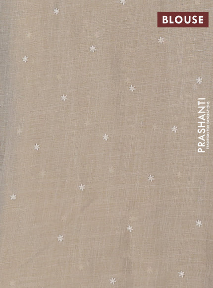 Linen cotton saree cream and grey with embroidery buttas and embroidery border