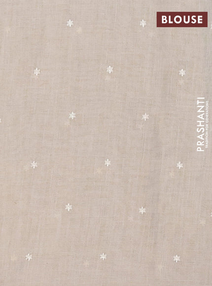 Linen cotton saree cream and peach shade with embroidery buttas and embroidery border
