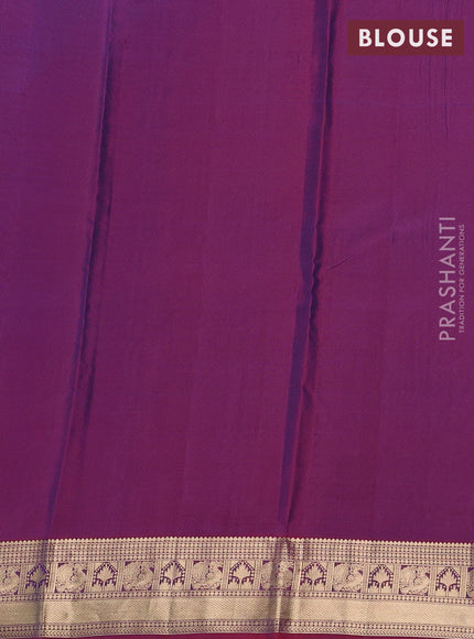 Kanchipuram silk saree peacock blue and wine shade with allover zari woven buttas and zari woven border