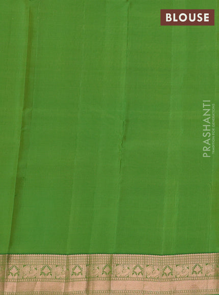 Kanchipuram silk saree lime yellow and green with allover zari woven buttas and zari woven border