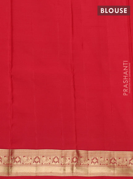 Kanchipuram silk saree orange and red with allover zari woven buttas and zari woven border
