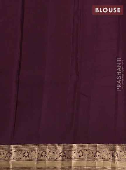 Kanchipuram silk saree oliver green shade and deep wine shade with allover zari woven buttas and zari woven border