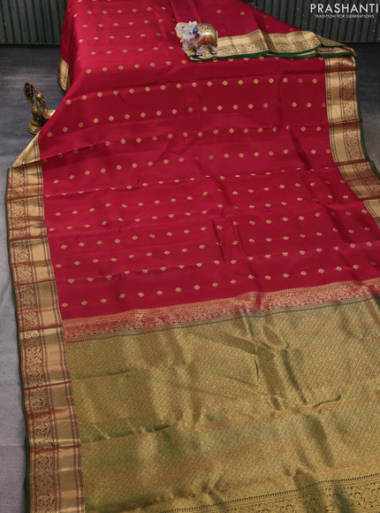 Kanchipuram silk saree maroon and green with allover zari woven buttas and rich zari woven border