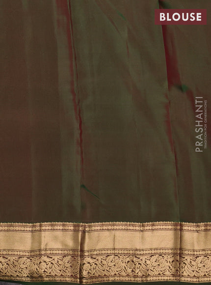 Kanchipuram silk saree maroon and green with allover zari woven buttas and rich zari woven border