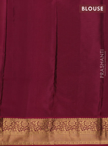 Kanchipuram silk saree bottle green and wine shade with allover zari woven buttas and zari woven border