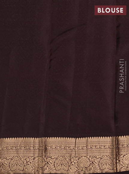 Kanchipuram silk saree light green and coffee brown with allover zari woven buttas and zari woven border