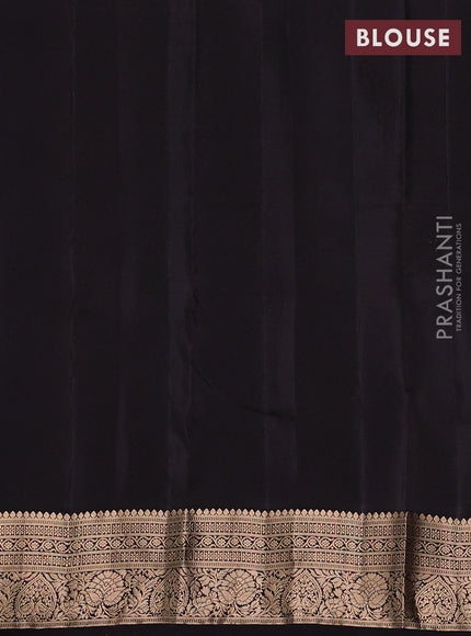 Kanchipuram silk saree peacock green and coffee brown with allover zari woven buttas and zari woven border