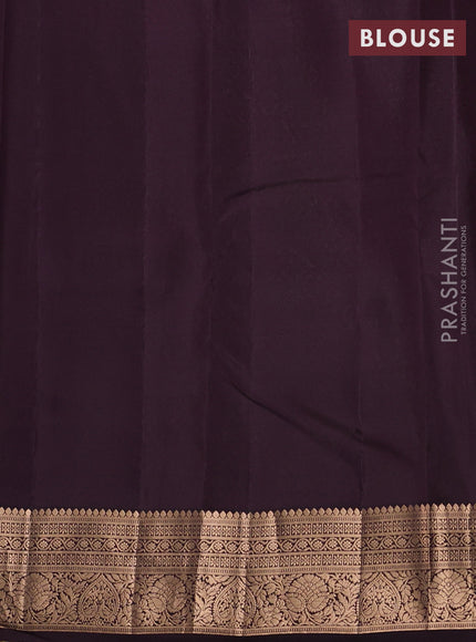 Kanchipuram silk saree mehendi green and coffee brown with allover zari woven buttas and zari woven border
