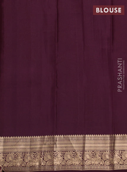Kanchipuram silk saree pink shade and wine shade with allover zari weaves & buttas and zari woven border