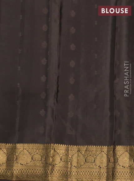 Kanchipuram silk saree green and olive green with allover zari woven buttas and zari woven border