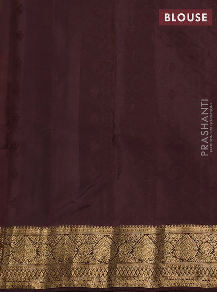 Kanchipuram silk saree rustic orange and coffee brown with allover zari woven buttas and zari woven border