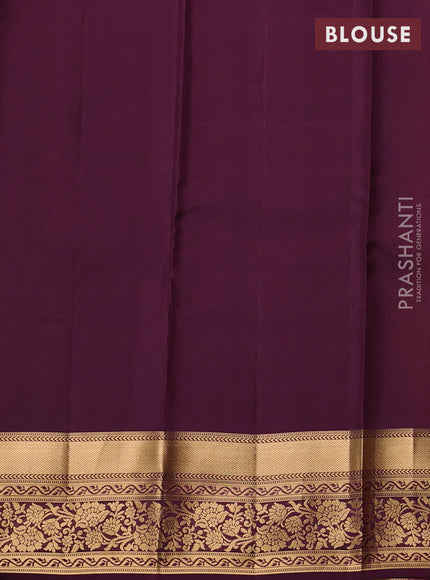 Kanchipuram silk saree dark mustard and wine shade with allover zari woven buttas and zari woven border