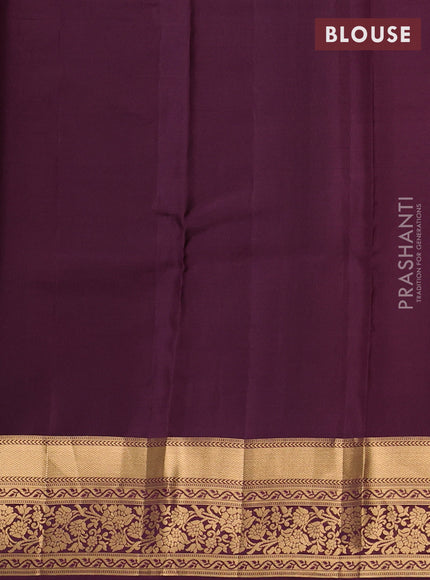 Kanchipuram silk saree rustic orange and wine shade with allover zari woven buttas and zari woven border
