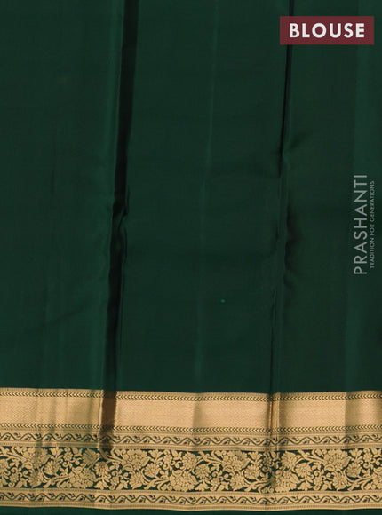 Kanchipuram silk saree dark mustard and green with allover zari woven buttas and zari woven border