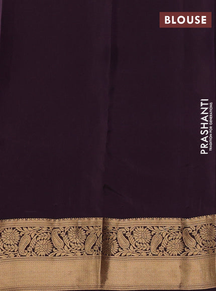 Kanchipuram silk saree magenta pink and coffee brown with allover zari woven buttas and zari woven border