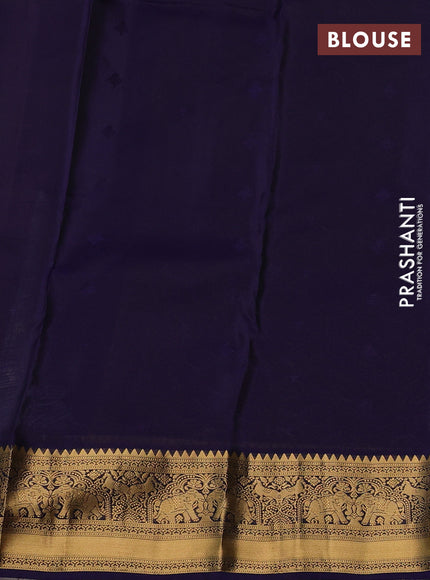 Kanchipuram silk saree greyish blue and navy blue with allover zari woven buttas and zari woven border