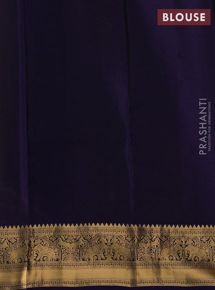 Kanchipuram silk saree mehendi green and navy blue with allover zari woven buttas and zari woven border