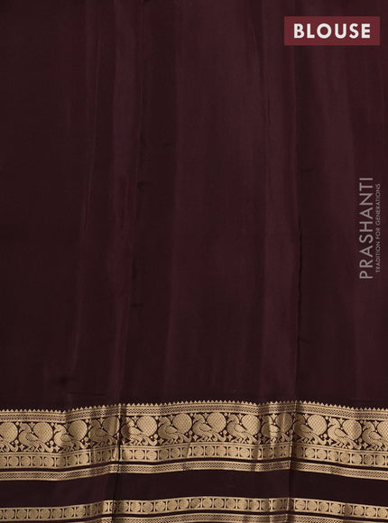 Kanchipuram silk saree mehendi green and coffee brown with allover zari woven buttas and rettapet zari woven border