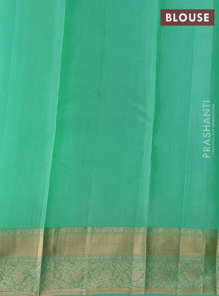 Kanchipuram silk saree teal green with allover zari woven buttas and zari woven border
