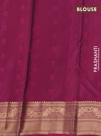 Kanchipuram silk saree blue and wine shade with allover zari woven buttas and zari woven border