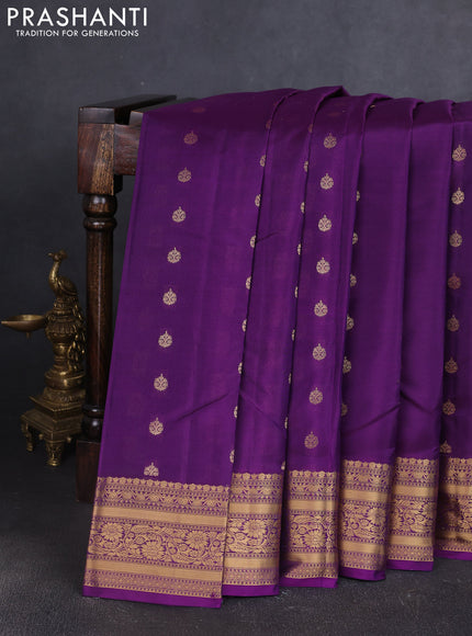 Kanchipuram silk saree purple with allover zari woven buttas and zari woven border