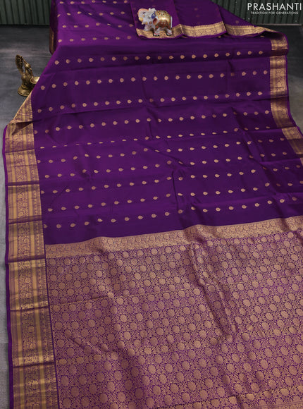 Kanchipuram silk saree purple with allover zari woven buttas and zari woven border
