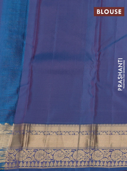 Kanchipuram silk saree light pink and teal blue with allover zari woven buttas and zari woven border