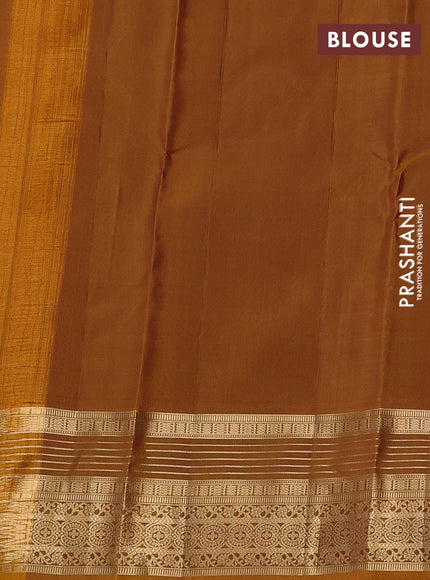 Kanchipuram silk saree wine shade and mustard yellow with allover zari woven buttas and zari woven border