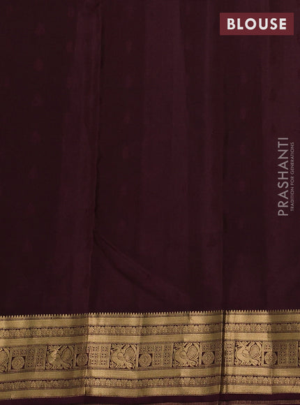 Kanchipuram silk saree bluish grey and wine shade with allover zari woven buttas and zari woven border