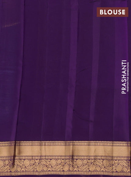 Kanchipuram silk saree peacock green and violet with allover zari woven buttas and zari woven border