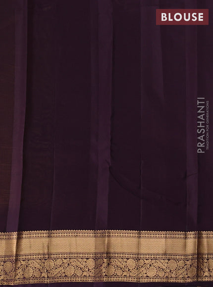Kanchipuram silk saree mustard green and wine shade with allover zari woven buttas and zari woven border