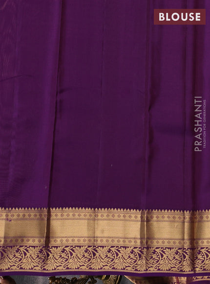 Kanchipuram silk saree pastel purple and purple with allover zari woven buttas and rich zari woven border