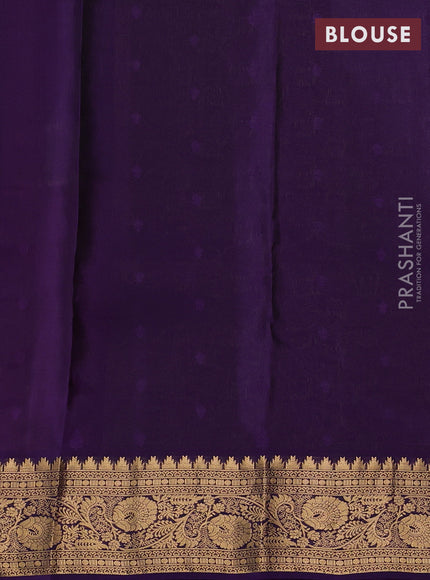 Kanchipuram silk saree magenta pink and violet with allover zari woven buttas and temple zari woven border