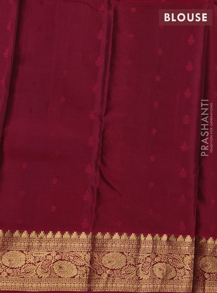 Kanchipuram silk saree green and wine shade with allover zari woven buttas and temple zari woven border