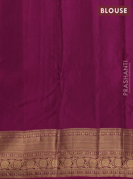 Kanchipuram silk saree pastel green and magenta pink with allover zari woven buttas and zari woven border