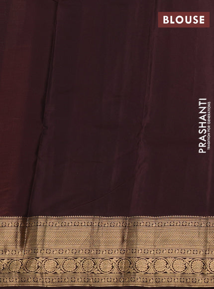 Kanchipuram silk saree rustic orange and coffee brown with allover zari woven buttas and zari woven border
