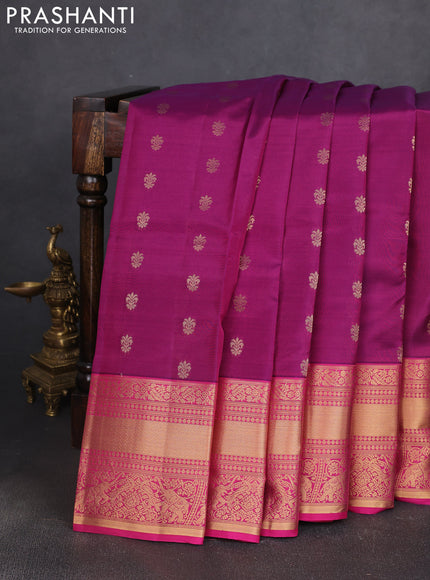 Kanchipuram silk saree purple and pink with allover zari woven buttas and zari woven border