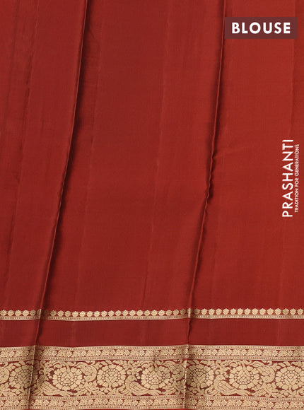 Kanchipuram silk saree coffee brown and rust shade with allover zari woven buttas and rettapet zari woven border