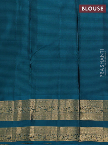Kanchipuram silk saree violet and peacock green with allover zari woven buttas and rettapet zari woven border