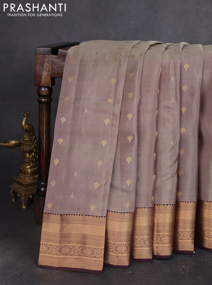 Kanchipuram silk saree pastel brown and coffee brown with allover zari woven buttas and zari woven border
