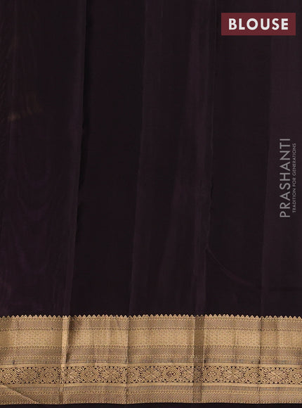 Kanchipuram silk saree purple and coffee brown with allover zari woven buttas and zari woven border