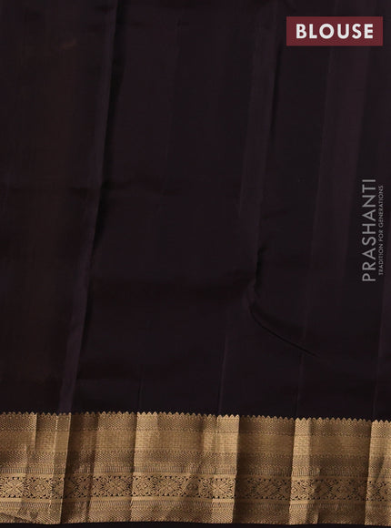 Kanchipuram silk saree mustard yellow and coffee brown with allover zari woven buttas and zari woven border